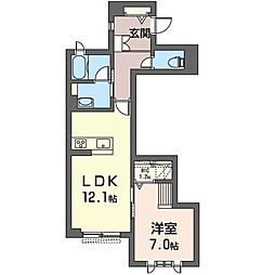 ラフィーネ川口末広 1LDKの間取図画像