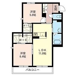 ポルトボヌール 2LDKの間取図画像
