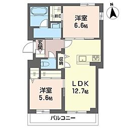 ココル・イグレック 2LDKの間取図画像