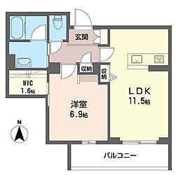 ラフィーネ川口末広 1LDKの間取図画像