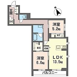 ラディアント 2階2LDKの間取り