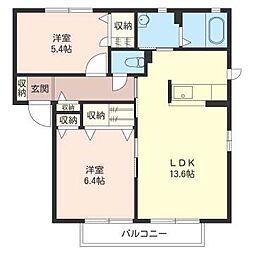 シャーメゾンKENC棟 2LDKの間取図画像