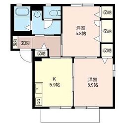 アーバンライフA 2Kの間取図画像