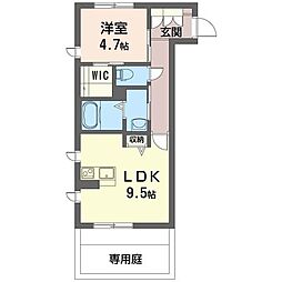 カームリバー 1LDKの間取図画像