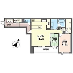 エルシエル 00103 1階2LDKの間取り
