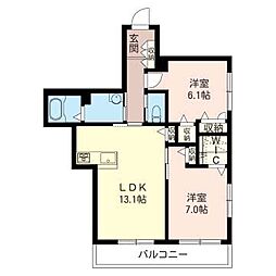 ポルトボヌール 2LDKの間取図画像
