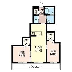 ポルトボヌール 2LDKの間取図画像