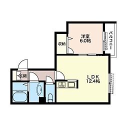 クオレール 1LDKの間取図画像