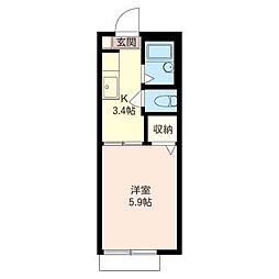 ヒルトップ1 1Kの間取図画像