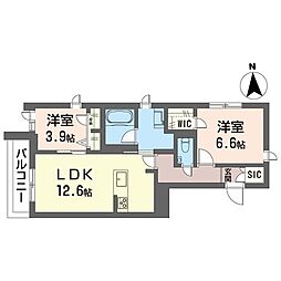 クレールミキ荻窪 00201 2階2LDKの間取り