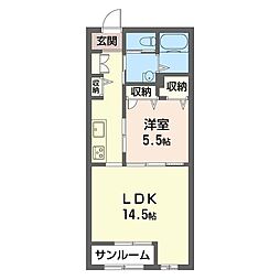 花日和 00206 2階1LDKの間取り