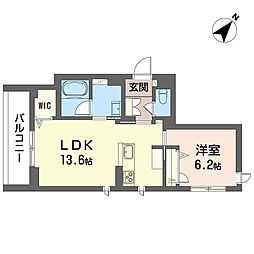 プレシクール 1LDKの間取図画像