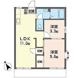 ウェルスナイトB 2LDKの間取図画像