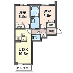 ベラージオ 2LDKの間取図画像