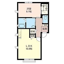フィールドブルー　Ａ 2階1LDKの間取り