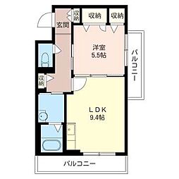 エミネンス 3階1LDKの間取り