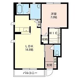 アドミラブールＡ 1階1LDKの間取り