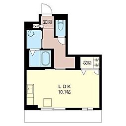 エミネンス 3階ワンルームの間取り