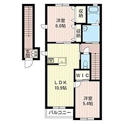 わん・ピース2 2LDKの間取図画像