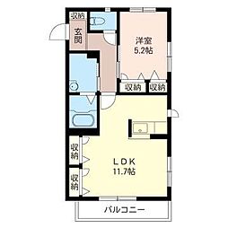 キアロカーサ 1LDKの間取図画像