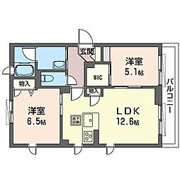 アルカディアジュノー 2LDKの間取図画像