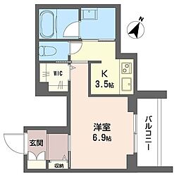 エスコート 1Kの間取図画像