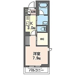 grandreve新都心 1Kの間取図画像