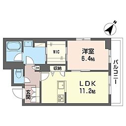 シャトー ワイエス 1LDKの間取図画像