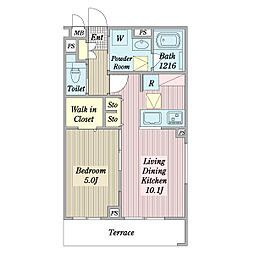 日曜島 1LDKの間取図画像