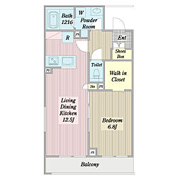 日曜島 2階1LDKの間取り
