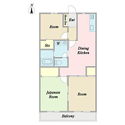 レジデンスジョービル 3DKの間取図画像