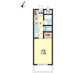 石渡第六ビル 1Kの間取図画像