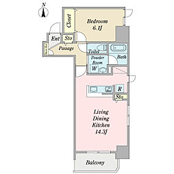 メゾン・ド・ヴェール 2階1LDKの間取り
