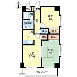 パークサイド小柴 2LDKの間取図画像