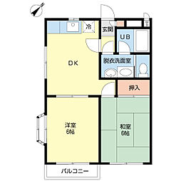 メゾン・ボヌール 2DKの間取図画像
