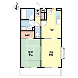 ソレイユ 2DKの間取図画像
