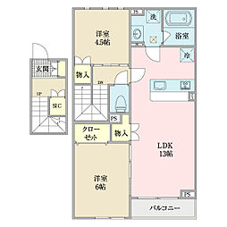 リヴェール 2LDKの間取図画像