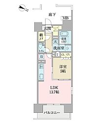 メイツ千葉THEMID 1LDKの間取図画像