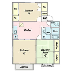 シティパルA 3DKの間取図画像