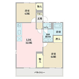 スカイハイツＢ 1階2LDKの間取り