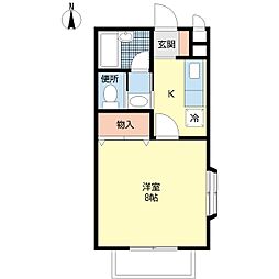 ラピス江木 1Kの間取図画像