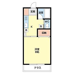 フィフティストーム下小塙 1Kの間取図画像