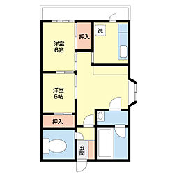 サンワハイツ 2DKの間取図画像