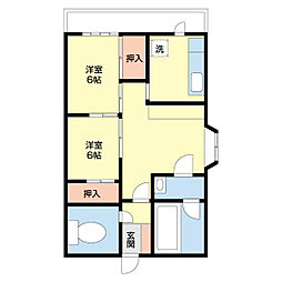 サンワハイツ 2DKの間取図画像