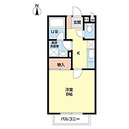 ディアコート 1Kの間取図画像