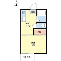 ハローハイツ 1DKの間取図画像