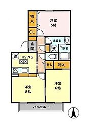 コートエスペランサ　Ｅ 201 2階3Kの間取り
