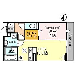 プランドール（富士見） 1階1LDKの間取り