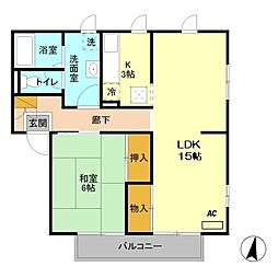 メゾン志藤　Ａ 1階1LDKの間取り