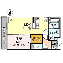 プランドール（富士見） 2階1LDKの間取り